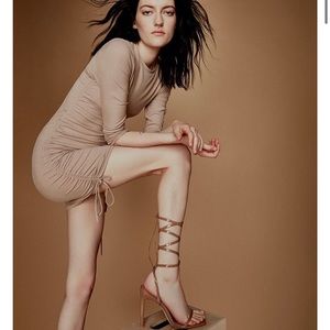 Steve Madden Uplift Lace Up Ankle Wrap Square Toe Patent Dress Sandals